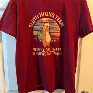 Sloth Hiking Team Graphic Tee - Burgundy